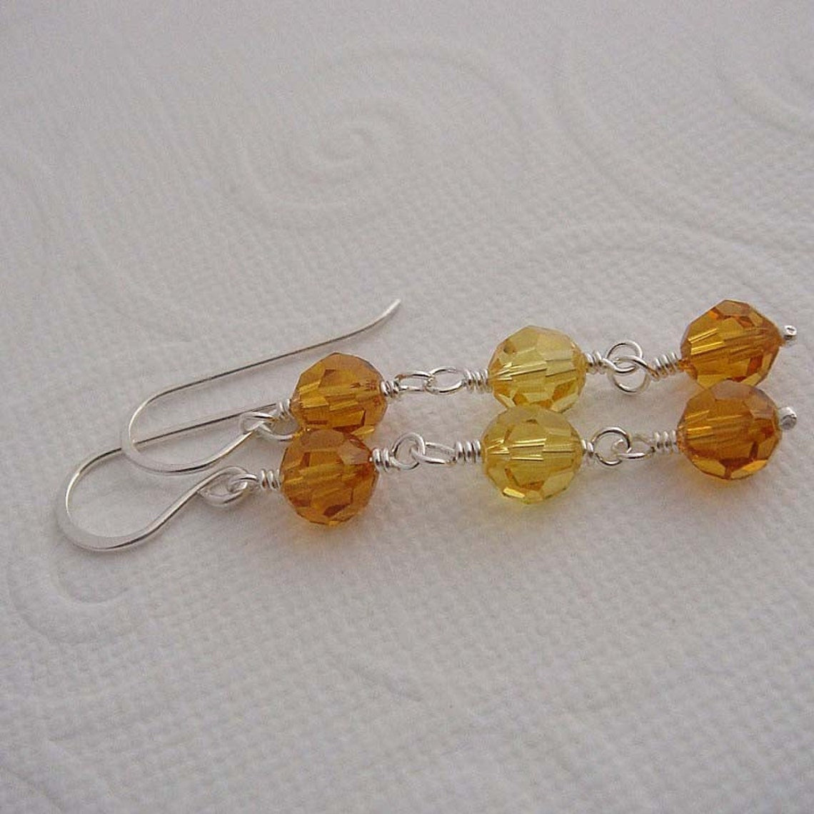 Sunshine Silver dangle earrings made by hand