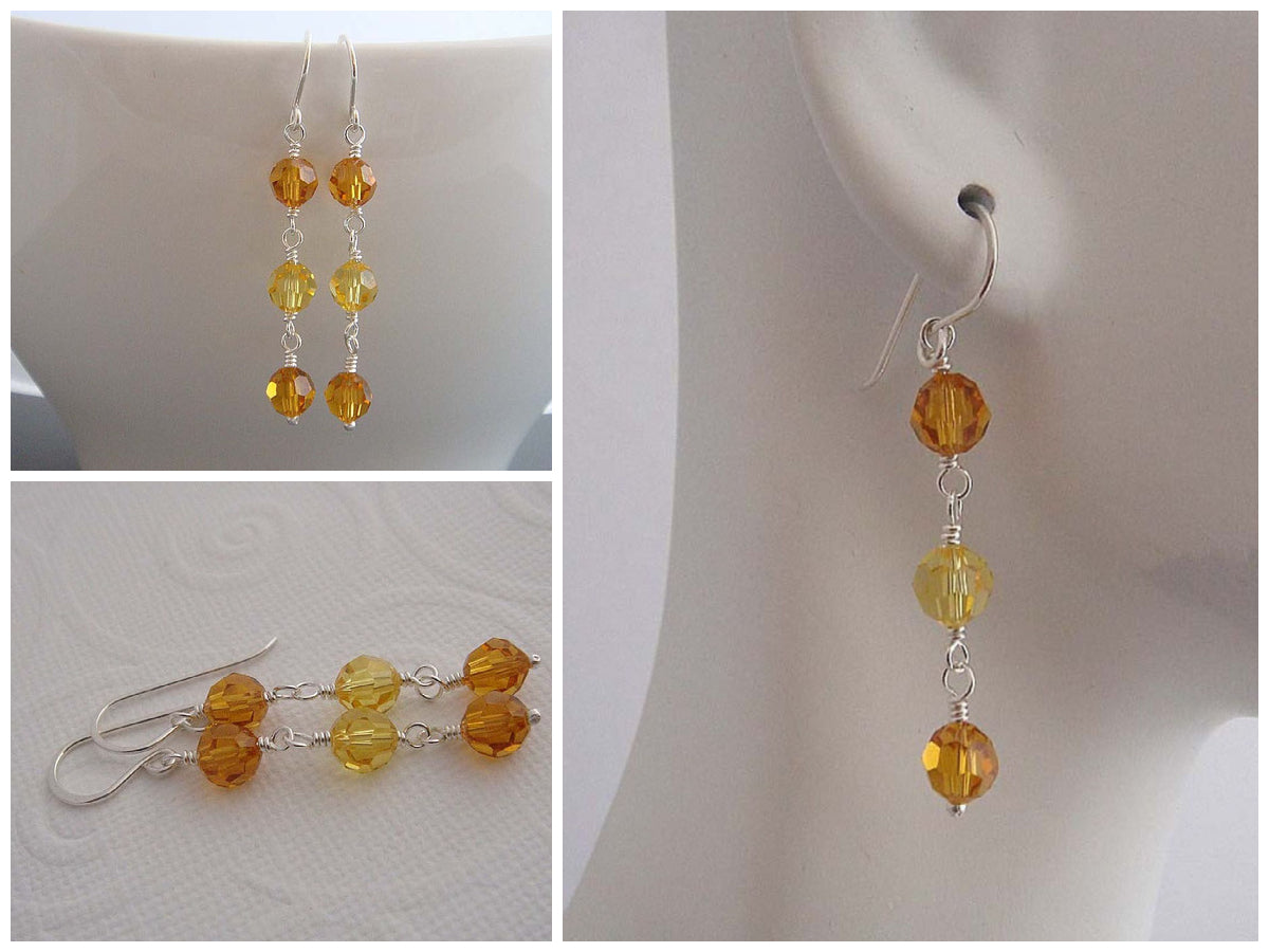 Sunshine Silver dangle earrings made by hand