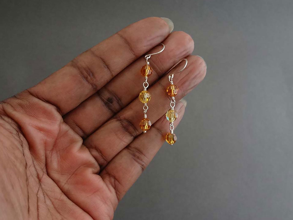 Sunshine Silver dangle earrings made by hand