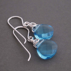 Blue crystals silver dangle earrings