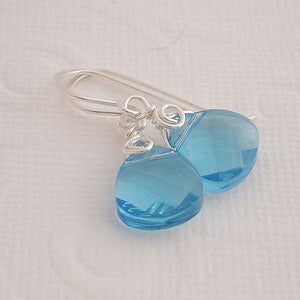 Blue crystals silver dangle earrings